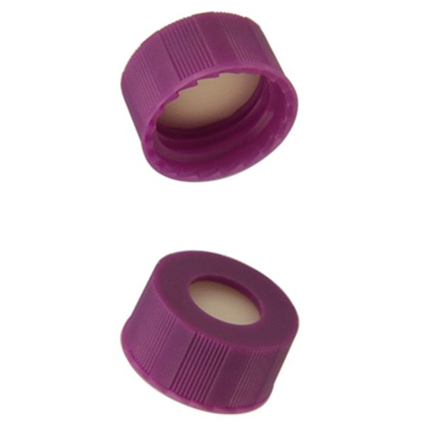 Microsolv Screw Cap purple, 9 mm, with white Sil/natural PTFE Fitted Septa Ribbed, 1000 pc/PAK