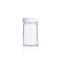 Product Image of 60 ml test vial, clear, AR glass, white PP cap with PV gasket, 180 pc/PAK