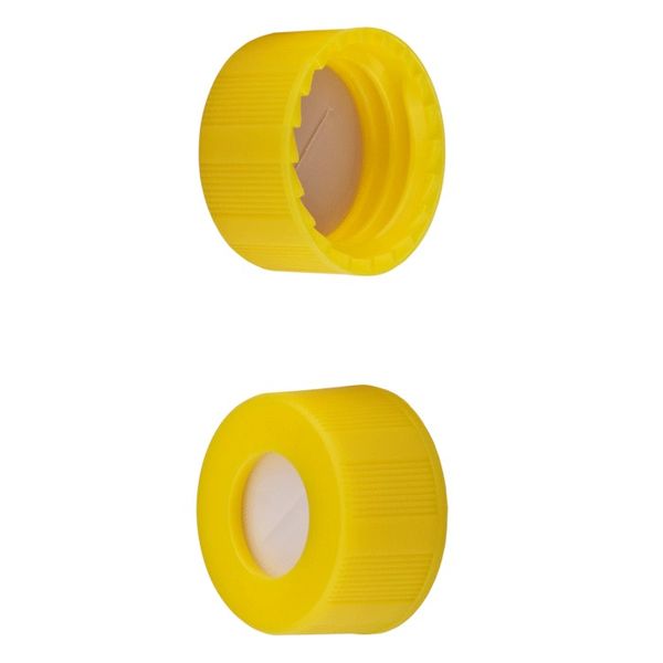 Microsolv Screw Cap yellow, 9 mm, with white Sil/natural PTFE Preslit Fitted Septa Rribbed, 1000 pc/PAK