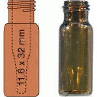 Product Image of Gewindeflasche N 9 AD: 11,6 mm, Außenhöhe: 32 mm braun, flacher Boden, Packung à 100 Stück