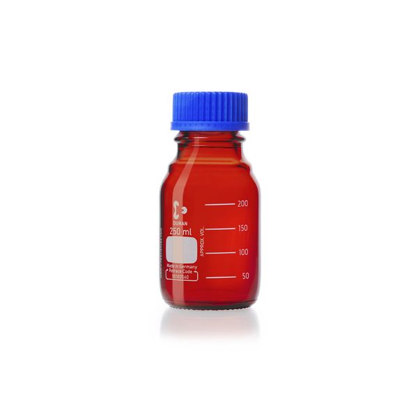 Duran Group DURAN GL 45 Laborglasflasche, braun, mit Schraubverschluss, Ausgießring, 250 ml, 10 St/Pkg