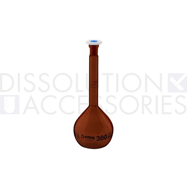 Dissolution Accessories Messkolben, braun, 300 ml, kalibriert auf 20°C, Klasse A