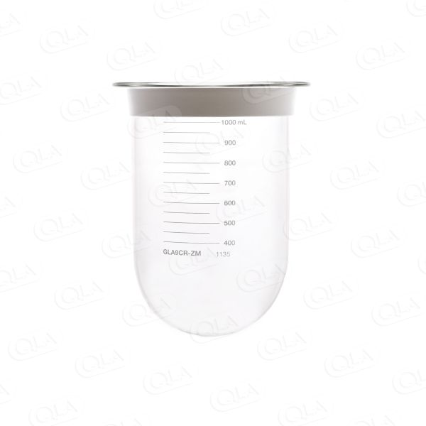 QLA 1000mL Clear Glass Vessel with Centering Ring for Zymark, Serialized