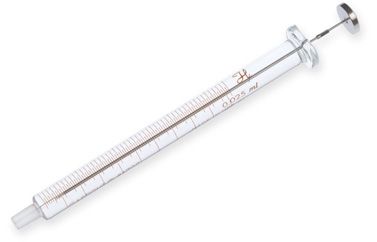 Hamilton 25 μl, Modell 1702 LT Spritze, ohne Nadel, max. Druck 1000 psig (68.9 bar), max. Temperatur 115°C / 239°F