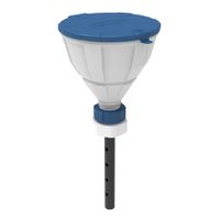 Product Image of Funnel ''ARNOLD'' with ball-valve and lid, V2.0, S65, HDPE white, with lance (220 mm), splash guard and removable sieve, funnel diameter = 200 mm