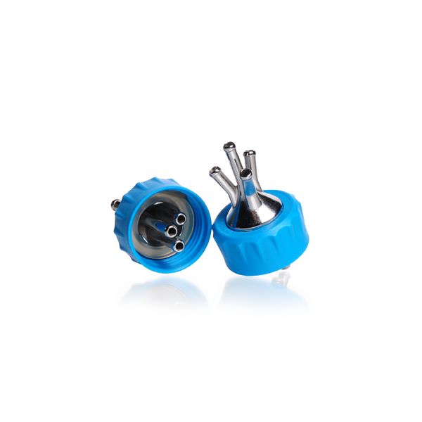 Duran Group DURAN Connection Cap System GL 45 with cyan PP screw cap, with 4-port (stainless steel)