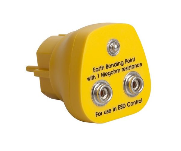 SCAT Erdungsstecker EU, 1 Megaohm, für Anschluss an Haustechnik, 2x 10 mm Druckknopf
