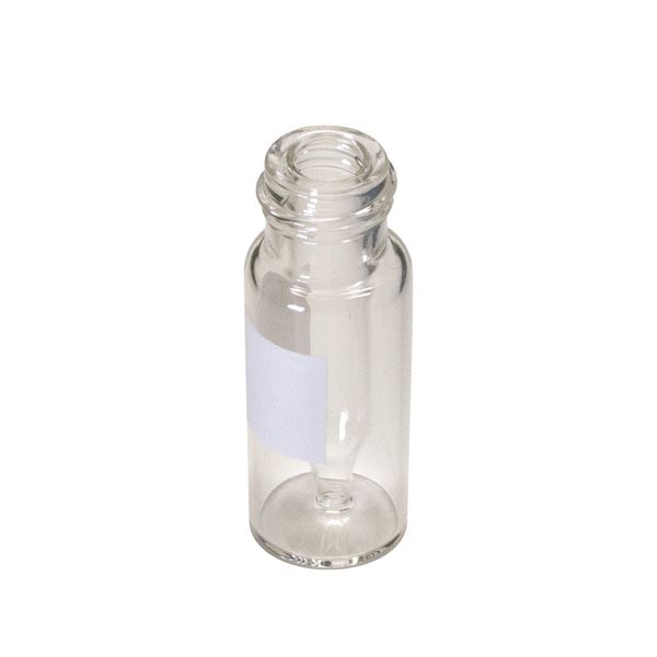 JG Finneran 300 μl R.A.M. Interlocked Fläschchen mit Einsatz, Boro klar, 12 x 32 mm, 9 mm Gewinde, mit weißem Markierungsfeld, 100 St/Pkg