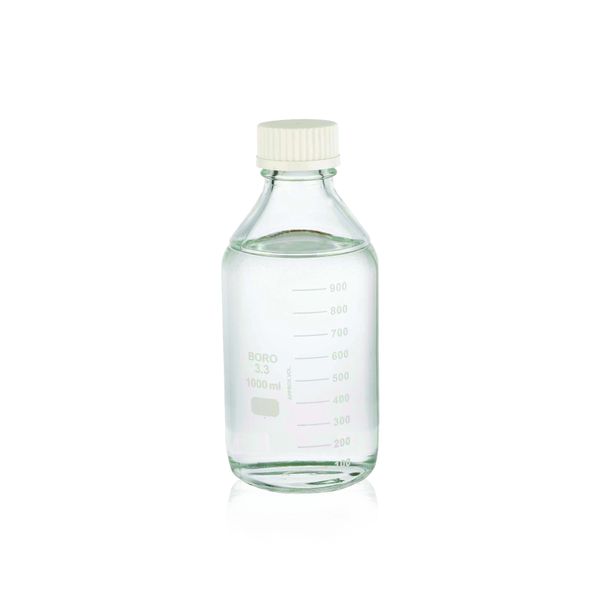DWK Wheaton Media bottle Lab 45, safety coated, 1000ml, with PP pouring ring, PP screw cap without insert, 101 x 233 mm, 12 pc/PAK