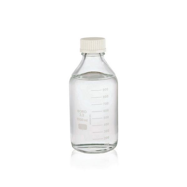 DWK Wheaton Media bottle, safety coated, 250ml, PP pouring ring, white 45 mm PP screw cap without insert, 12 pc/PAK