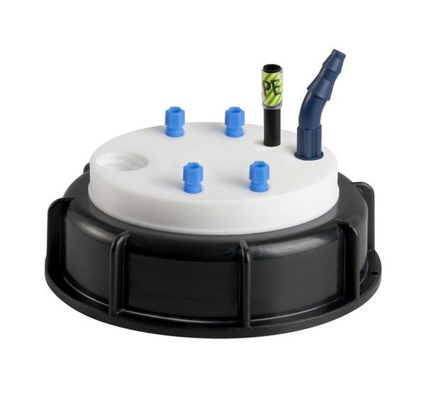 SCAT SafetyWasteCap, S90, 4x 2,3/3,2 mm AD, 1x 5,0 - 11,5mm ID, Erdungsanschluss + Anschluss für Abluftfilter
