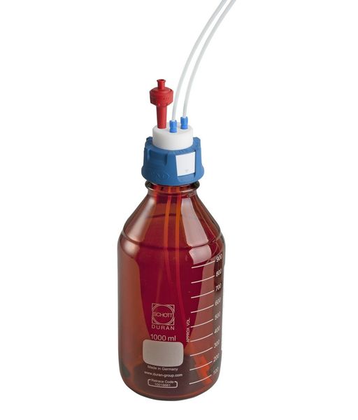 SCAT HPLC Versorgungs-Set II, V2.0: SafetyCap II GL45, Laborflasche 1L, braun, 2x 1,5 m Kapillare 3,2 mm, 2x Filter, Ventil