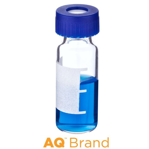 Microsolv EPP Vial clear, 2 ml, Screw Cap blue with Sil/PTFE Septa, Write-on Patch, pre-assembled, 100 pc/PAK