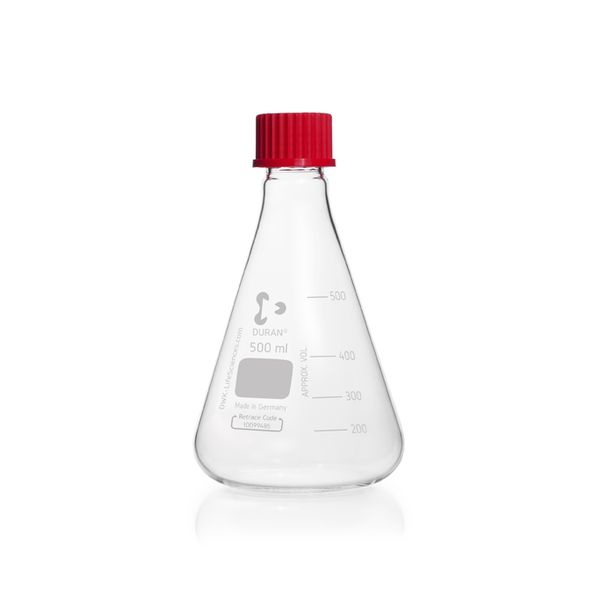 Duran Group Erlenmeyer flask/DURAN, 500ml, with graduation, cap, 10 pc/PAK