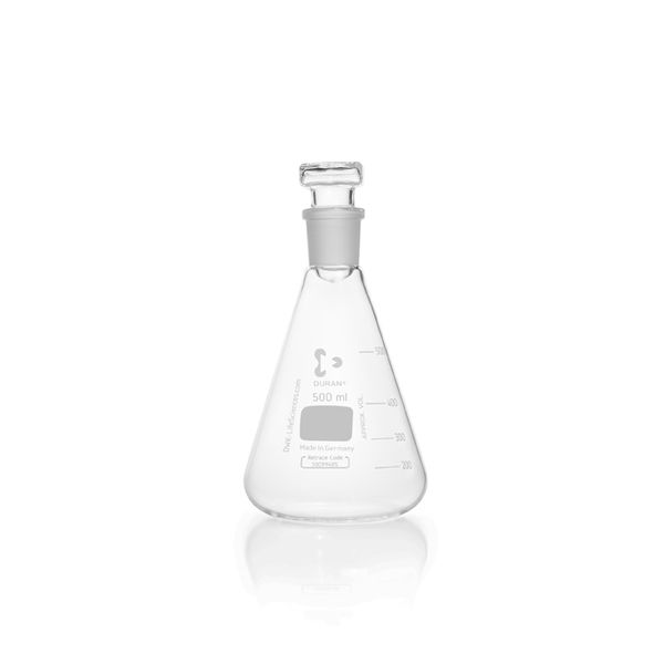 Duran Group DURAN Iodine determination flask, SJ 29/32, with hollow, flat stopper, 500 ml, 10 pc/PAK