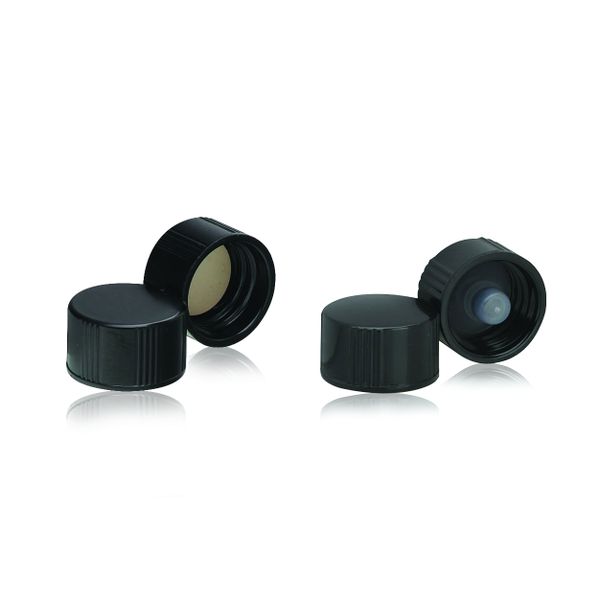 DWK Wheaton PF-Schraubkappe, schwarz, PTFE/(14B) SBR-Einlage, Größe 22-400, 100 St/Pkg