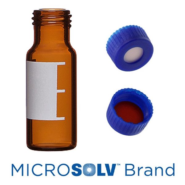 Microsolv EPP Vial, PP amber, 2 ml, Screw Cap blue with bonded Sil/PTFE Septa Amber, Write-on Patch, 100 pc/PAK