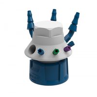 SafetyWasteCap ''LISA'', V3.0, GL45, 4x 1.6/2.3/3.2 mm OD, 4x PFA-blind plug, 3x 5.0 - 11.5mm ID, 3x PTFE-blind plug + connector for exhaust filter