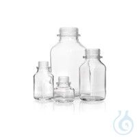 Duran Group Weithalsflasche, Klarglas, 500 ml, vierkant, ohne Ausgießr. u. Kappe, 10 St/Pkg