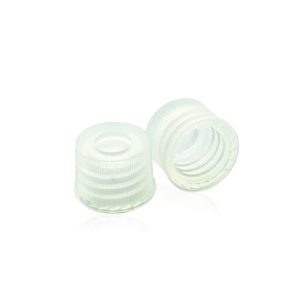 DWK Wheaton Vormontierte Kappen mit Loch und Septen, Schraubgewinde, 8-425, Kappen, PP, natur, mit 10mil Septen, 1000 St/Pkg