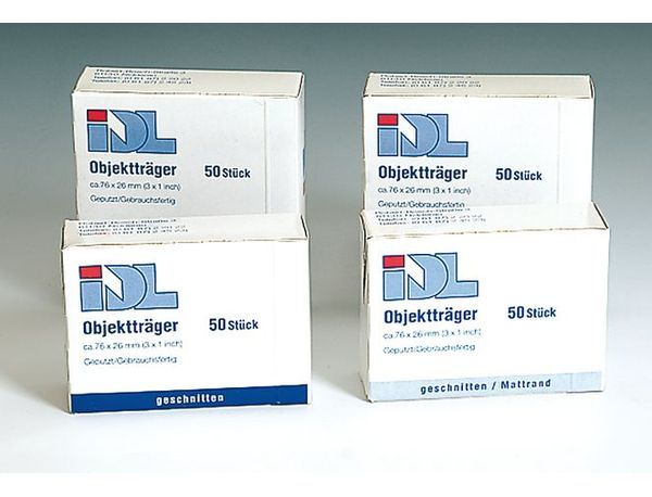 IDL GmbH Objektträger 26x76mm, Mattrand 3/4-weiß, geschliffen 90°, 1000 St/Pkg