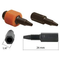 Product Image of Fitting, PPS, hexhead, one-piece, schwarz, 10-32, 5/pkg