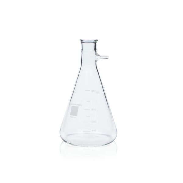 DWK Wheaton 1000 ml Filtering flask, clear, Boro, graduated, with stopper No.8 and Clear-Seal connection