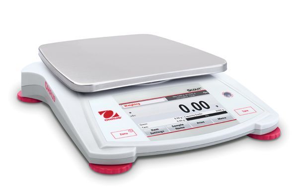 Ohaus Tragbare Waage Scout, STX2202-EU, Ablesbarkeit (d) 0,01g, Wägebereich 2200g Plattform 170x140mm, USB