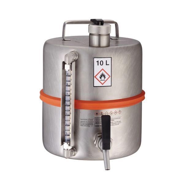 Bürkle Sicherheitsbehälter V4A, Zapfhahn, Überdruckverschluss, Anzeige, 10 l