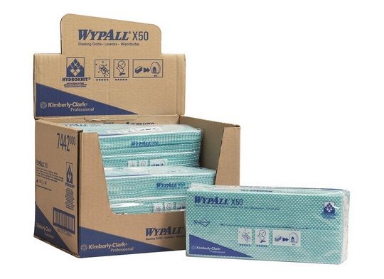 Kimberly-Clark WYPALLx50 Wischtücher, grün, 25x42 cm HYDROKNIT, 59g/qm, 6 Beutelx50Tücher
