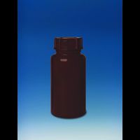 Bottle, PE-LD, wide neck, 100 ml, GL 32, amber, opac, with Screw Cap, orderable in packs of 100