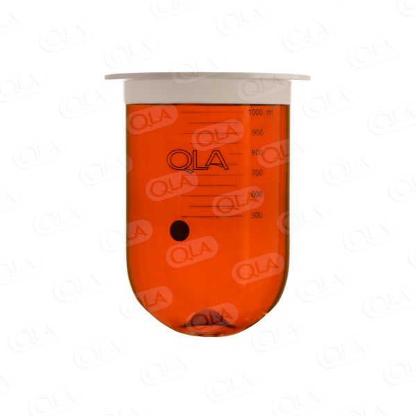QLA 1000mL Amber Glass Apex Vessel with Plastic Rim, Serialized