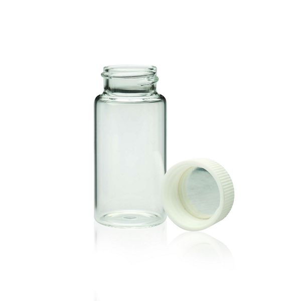 DWK Wheaton 20 ml Flüssigszintillationsfläschchen, Schraubkappe, PP, weiß, 22-400 mit Folien-Einlage, unmontiert, 500 St/Pkg