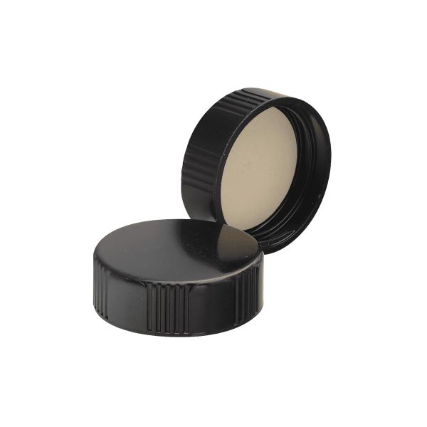 DWK Wheaton PF screw cap, black, aluminum foil coated cellulose insert, size 33-400, 100 pc/PAK