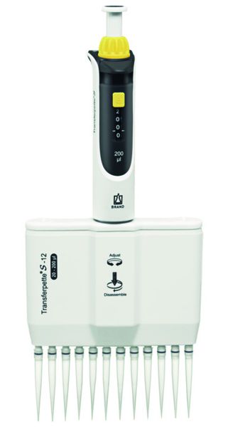 Brand GmbH & Co. KG 12-Kanal Mikroliterpipette Transferpette S -12, Variabel, 20 - 200 μl, M12-200, DE-M