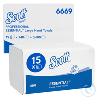 Kimberly-Clark Scott Essential Große Falthandtücher, Airflex, weiß, einlagig, I-Faltung, 31,50 x 20 cm, Euroblume: X, 15 x 240 Tücher, für 