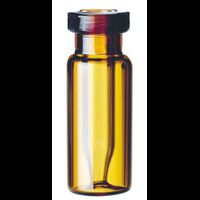 Roll rim bottle ND11 with integrated micro insert, 32x11,6 mm, amber glass, 1. hydrol. Class, "Base bonded", 1000 pc/PAK