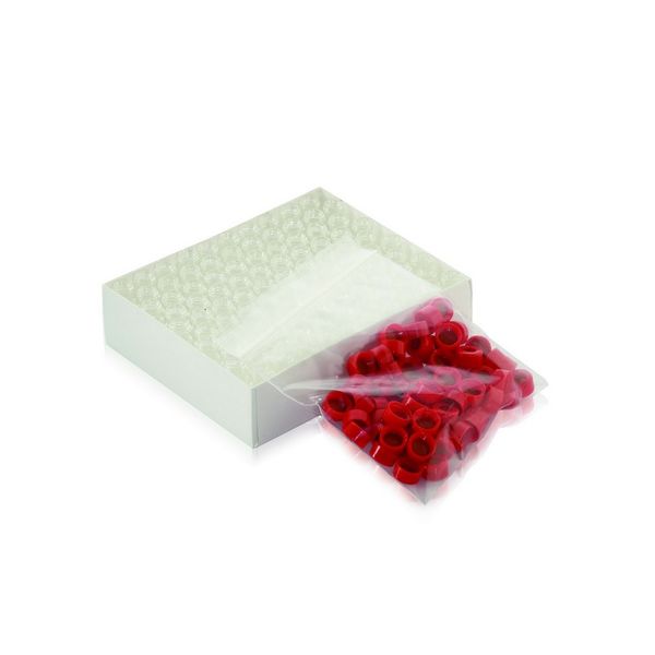DWK Wheaton 1,8 ml Fläschchen, klar, 12 x 32 mm, Boro, Kappe rot und Septum PTFE/Silikon rot, 100 St/Pkg