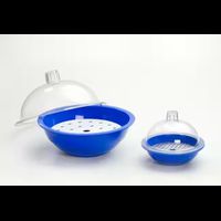 Desiccator, PP, 150 mm, autoclavable, blue base, clear PC bowl