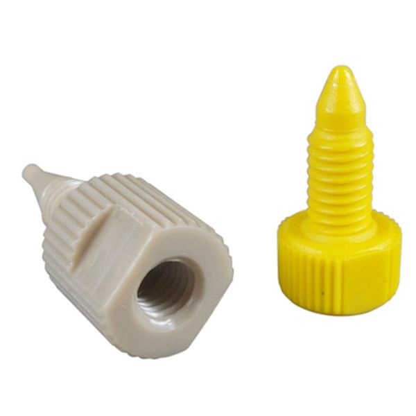 Microsolv Inline Filter, für HPLC-Säulen, 2 μm Edelstahl Filter Element, All-PEEK natur, Einmalgebrauch, mit Endstecker gelb, 5 pc/PAK