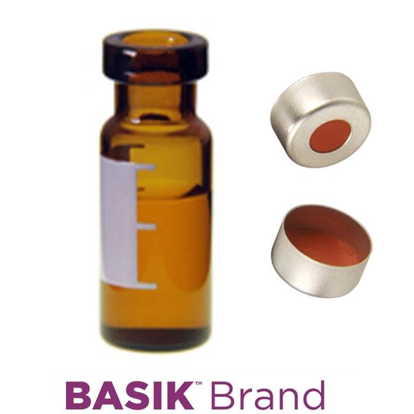 Microsolv EPP Vial, amber, 2 ml, Crimp Cap silver with Rubber/PTFE, Write-on Patch, 100 pc/PAK
