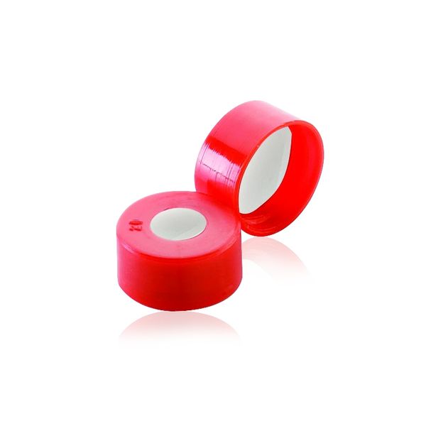 DWK Wheaton 11 mm snap cap, PE red, with septum 0.002 PTFE/0.038 silicone, 1000 pc/PAK