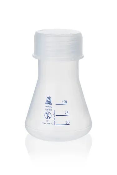 Brand GmbH & Co. KG Erlenmeyer-Kolben, Weithals, PP, 250 ml, mit Schraubkappe GL45, 6 St/Pkg
