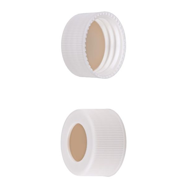 Microsolv Screw Cap white, 24 mm, EPA-Style, with white Sil/red PTFE Fitted Septa, 100 pc/PAK