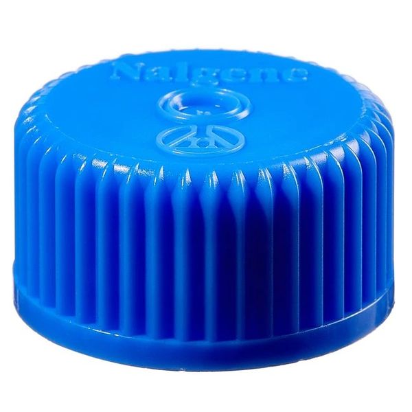 Nalgene Thermo Scientific Screw Cap, PP, blue, 24-415, 27 mm OD, without liner, for 125/250 ml Nalgene narrow neck bottles, 1000 pc/PAK