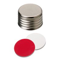 Product Image of Schraubkappe, ND18 Magnetische Universalschraubkappe, 1,3 mm, geschlossen, Si weiß/PTFE rot, silber, 10x100/PAK, Nachfolger ist AAV29142689