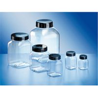 Product Image of Vierkant-Weithals-Behälter, PETG, 200 ml, ohne Verschluss, klarsichtig, 406 St/Pkg, alte Nr.: KA31074373