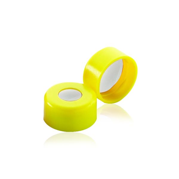DWK Wheaton 11 mm Schnappverschluss, PE gelb, mit Septum 0,002 PTFE/0,038 Silikon, 1000 St/Pkg