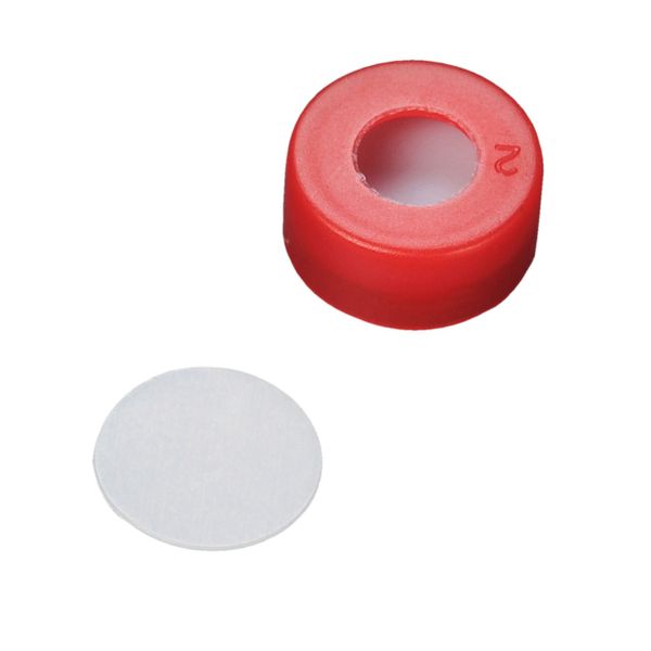 DWK Wheaton 11 mm Schnappverschluss, rot, mit Septum PTFE-Scheibe, EVA, 100 St/Pkg