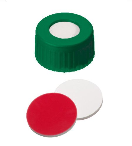 Altmann Analytik Kurzgewindekappe, ND9 PP, grün, 1,0 mm, Silikon weiß/PTFE rot UltraClean, 1000/PAK